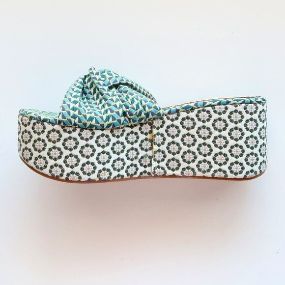 Leon Max Canvas Platform Wedge Slides Mule Sandals Statement Boho Summer Shoes - Picture 10 of 16